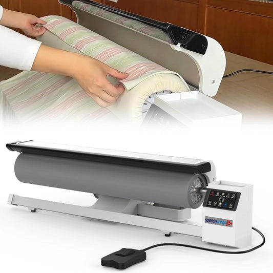 Choisissez cette repasseuse a rouleau qui se commande au pied avec une partie textile en coton