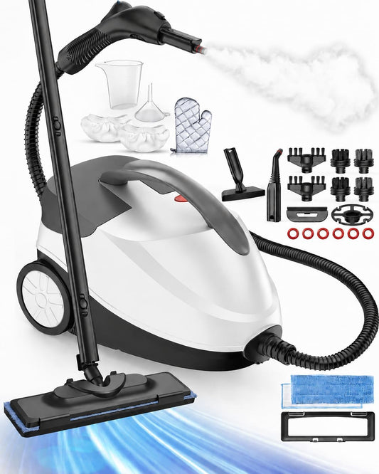 Ce nettoyeur vapeur se presente en coloris blanc et gris