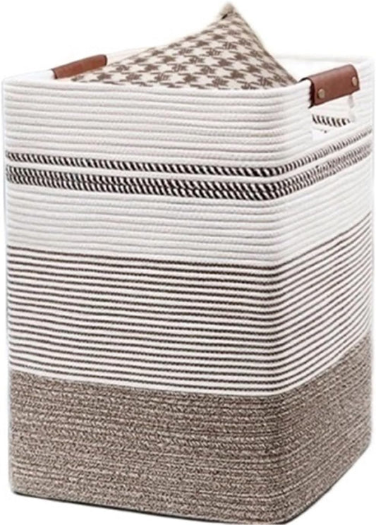 Le panier a linge avec poignee de maintien en coloris gris et blanc